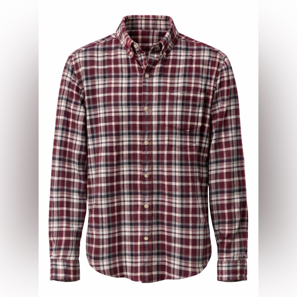 RedHead Brand Co Men's Large Burgundy Plaid Flannel Button Down Shirt